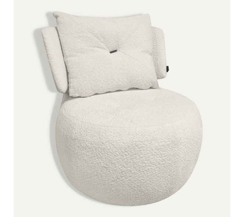 Fauteuil Pivotant 360° En Tissu Beige Avec Coussin Amovible - Ernesto
