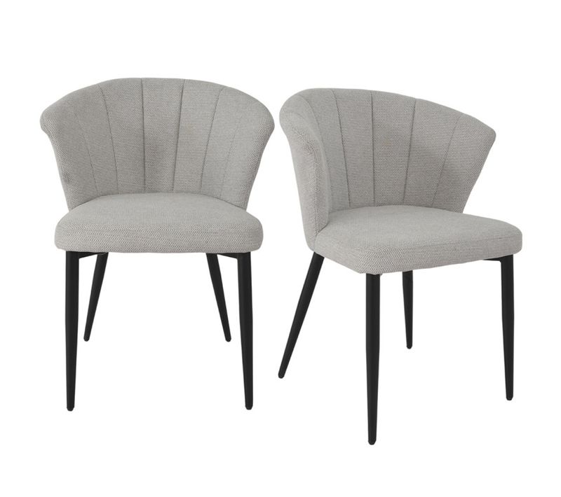 Lot 2 Chaises Repas En Tissu Gris Clair Et Pieds Métal Noir – Montreal