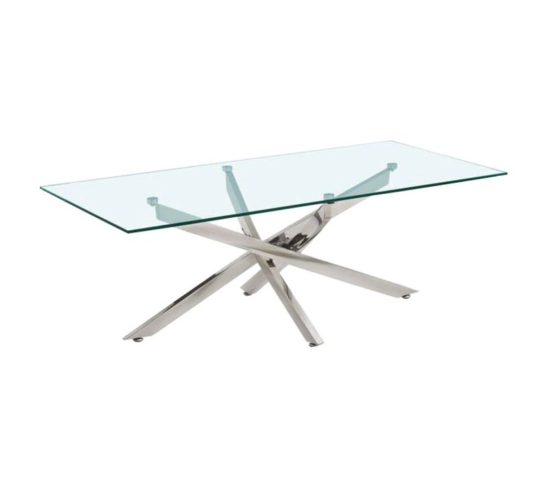 Table Basse L. 120 Cm En Verre Trempé Et Piètement Métal Chromé - Ice