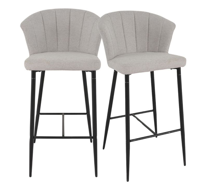 Lot 2 Chaises De Bar Tissu Gris Clair Avec Piètement Métal – Montreal