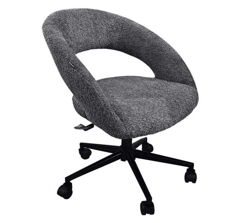 Fauteuil De Bureau En Tissu Bouclette Gris Avec Piètement Noir - Marty