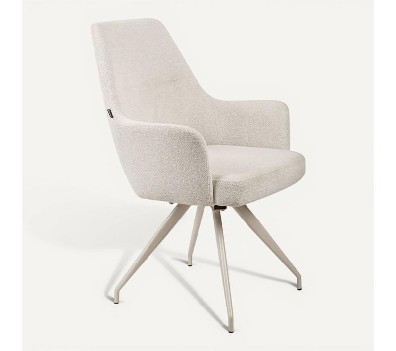 Chaise Rotative 180° Tissu Doux écru Et Pieds En Métal écru - Rico
