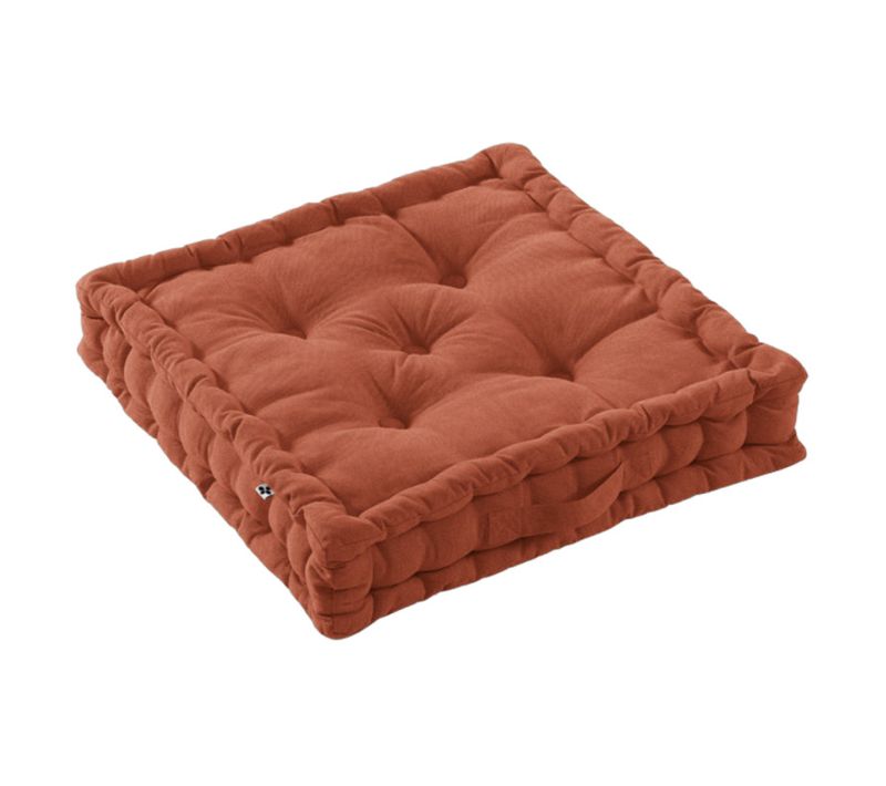 Coussin De Sol 50 X 50 Cm Matelassé En Coton Terracotta - Dolores