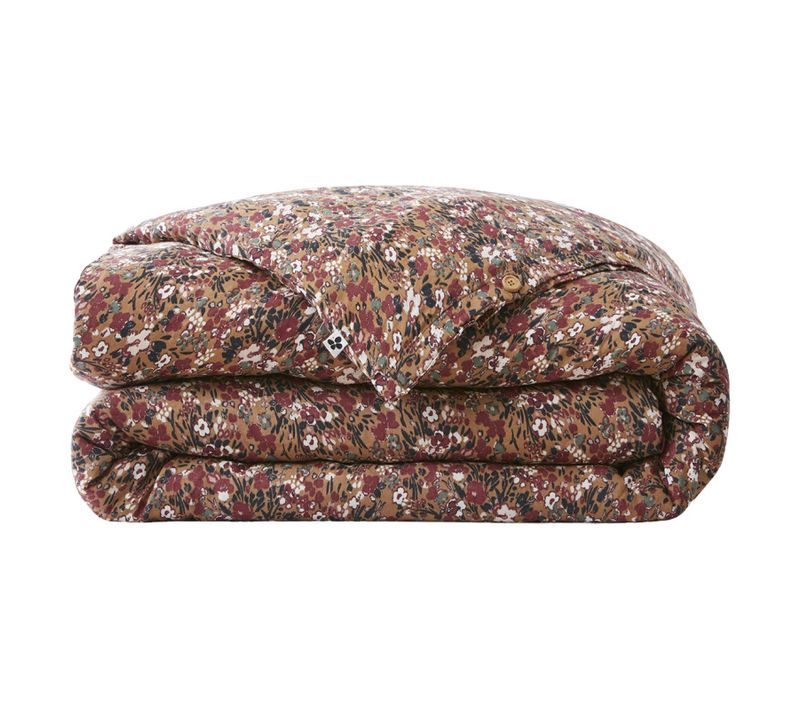 Housse De Couette 240 X 220 Gaze De Coton Camel Et Fleuri - Isabela 1