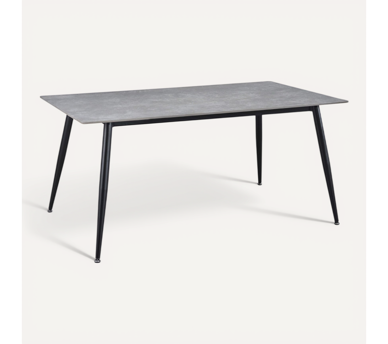 Table 160 Cm Céramique Gris Béton Pieds évasés Métal Noir - Ryder 2