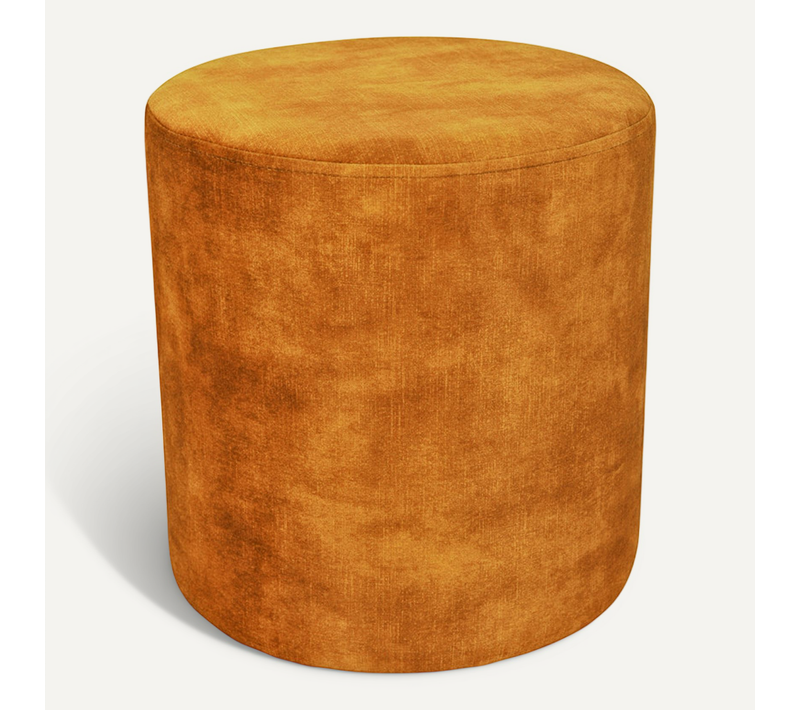 Pouf / Repose-pieds Rond D. 32 Cm En Velours Jaune Moutarde – Joel
