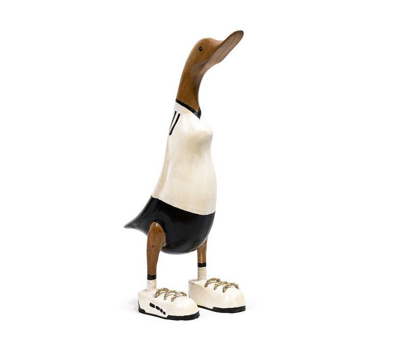 Statuette Décorative 40 Cm Canard Maillot Blanc Bois De Teck – Dafly