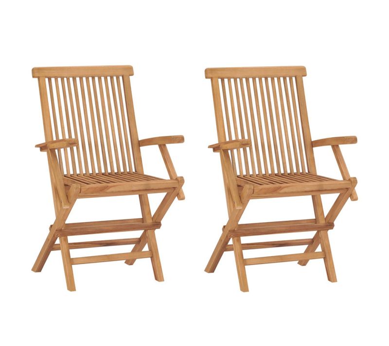 Lot 2 Fauteuils De Jardin Pliants Bois De Teck Massif Huilé - Ancolie