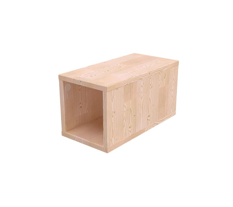 Cube De Rangement Bois 25x50 Cm, Brut (sans Vernis)