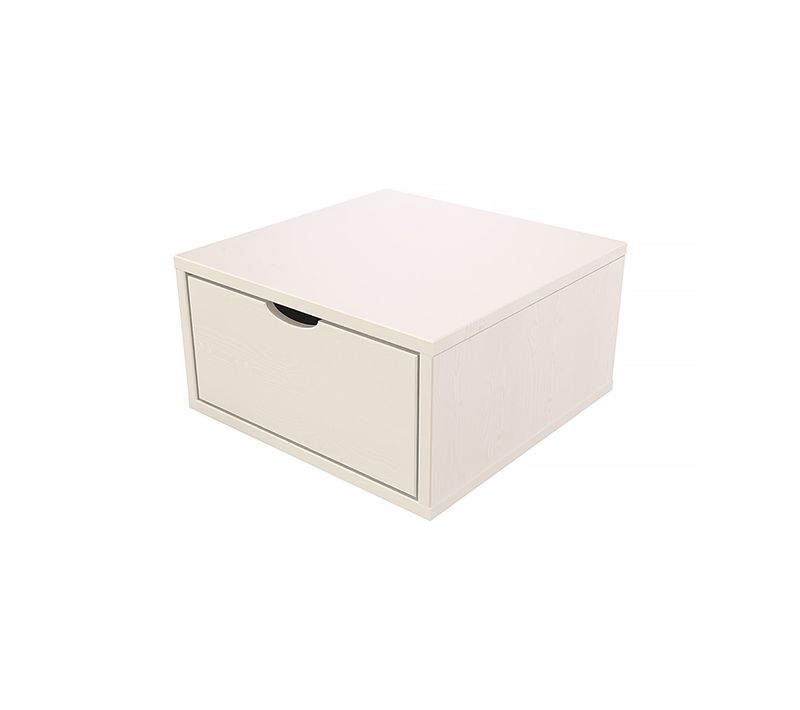 Cube De Rangement Bois 50x50 Cm + Tiroir, Blanc