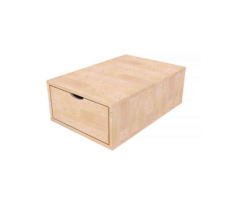 Cube De Rangement Bois 75x50 Cm + Tiroir, Brut (sans Vernis)