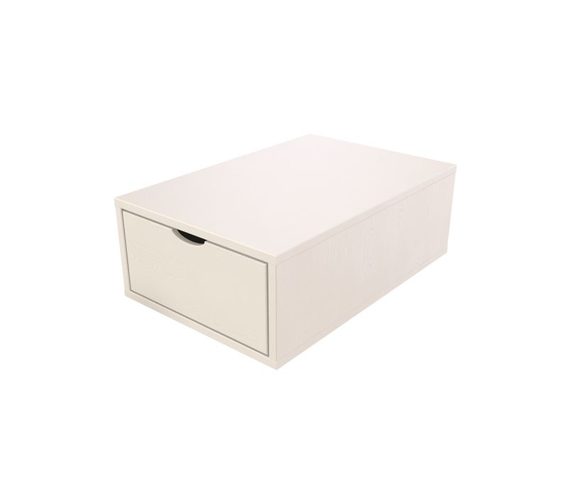 Cube De Rangement Bois 75x50 Cm + Tiroir, Blanc