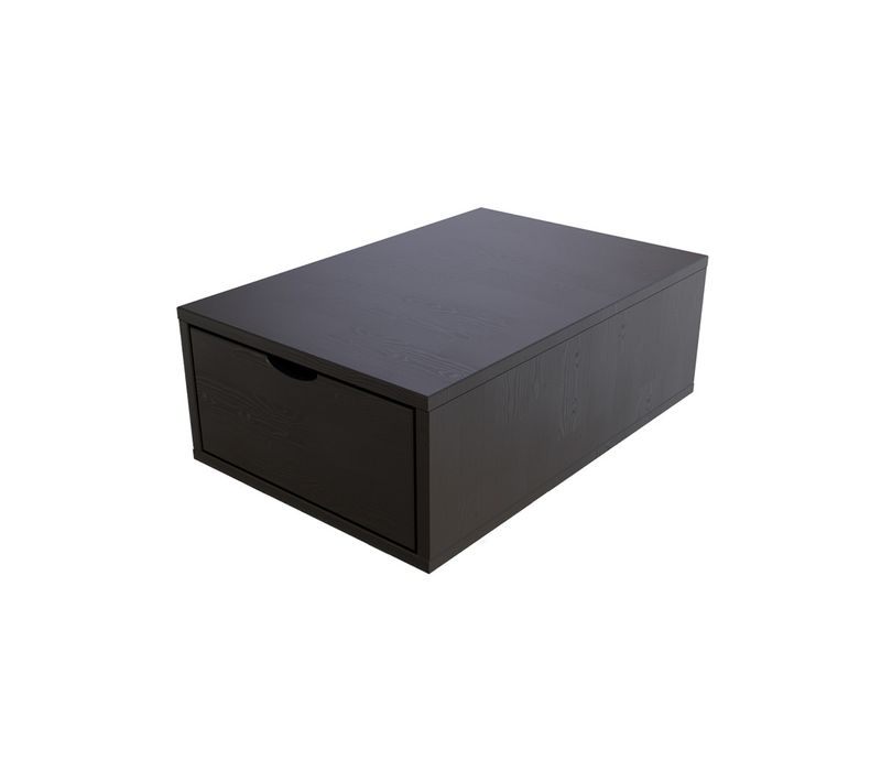 Cube De Rangement Bois 75x50 Cm + Tiroir, Noir