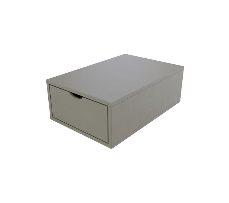 Cube De Rangement Bois 75x50 Cm + Tiroir, Gris