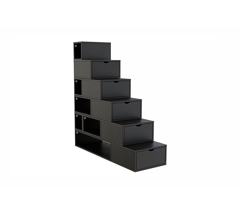 Escalier Cube De Rangement Hauteur 150cm, Noir