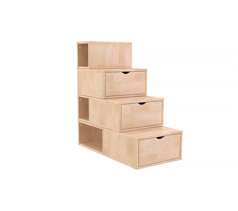Escalier Cube De Rangement Hauteur 100 Cm, Vernis Naturel