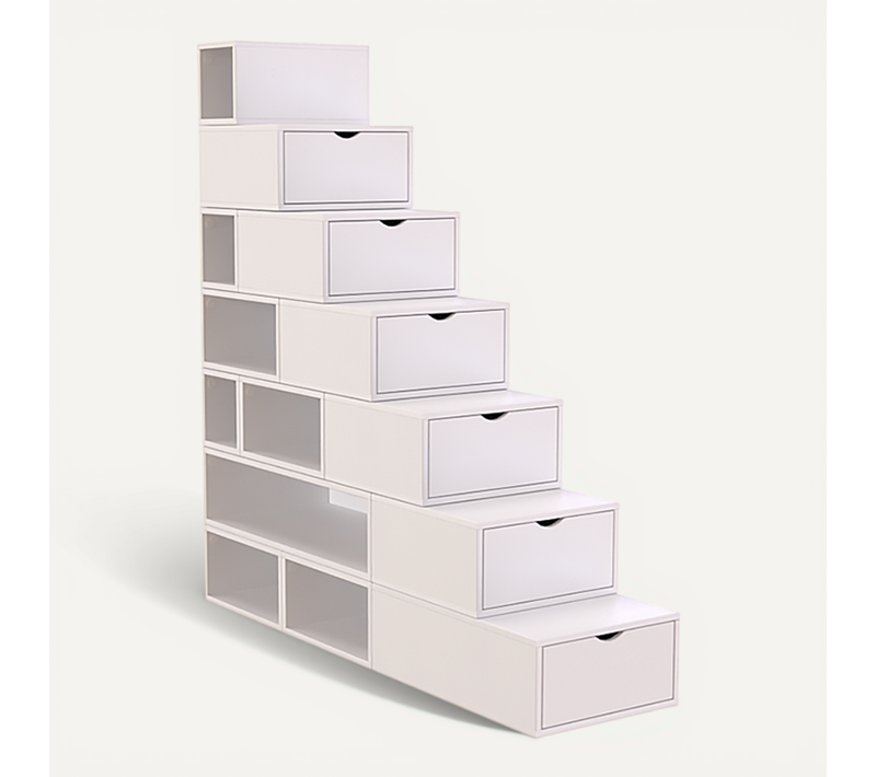 Escalier Cube De Rangement Hauteur 175 Cm, Blanc
