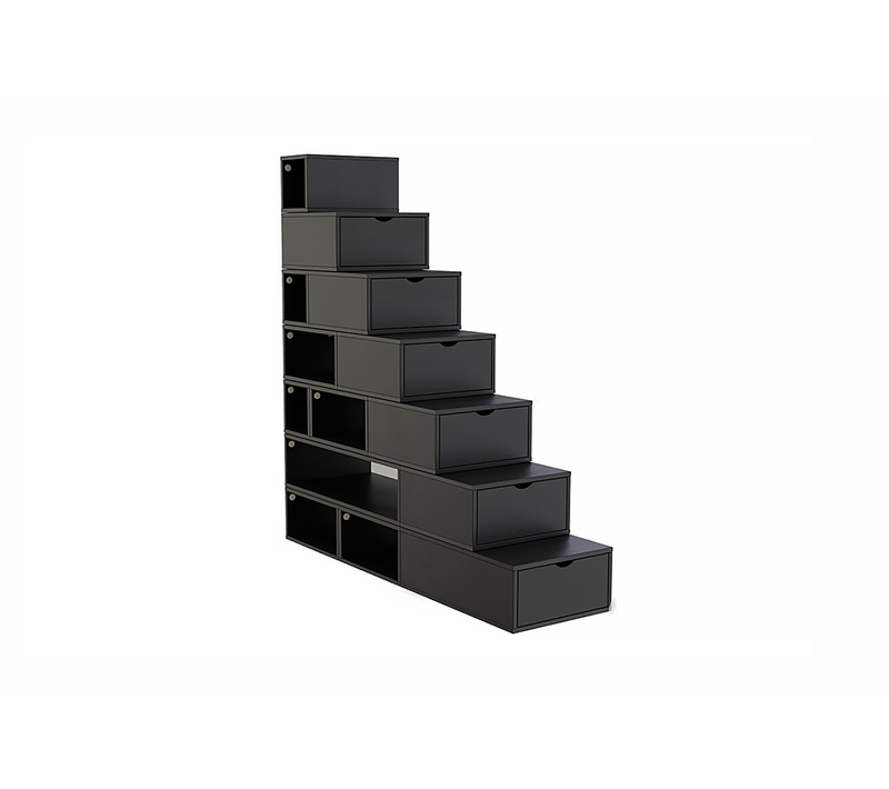 Escalier Cube De Rangement Hauteur 175 Cm, Noir