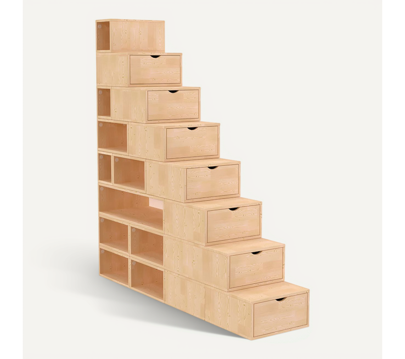 Escalier Cube De Rangement Hauteur 200 Cm, Brut (sans Vernis)