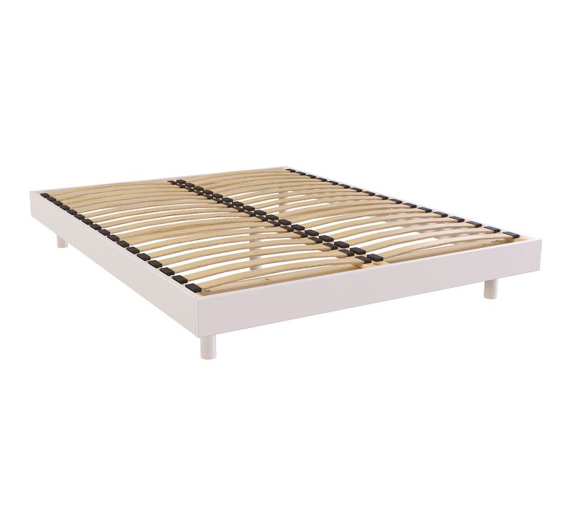 Sommier à Lattes 2 Places Bois Kit France - 140x200, Blanc