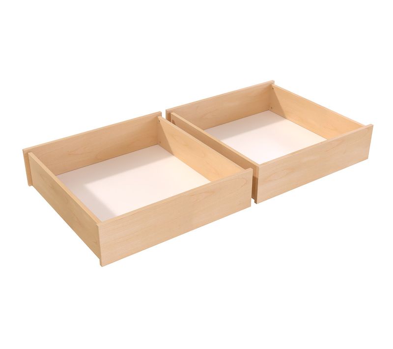 Lot De Tiroir Sous Lit En Hêtre Massif, Vernis Naturel