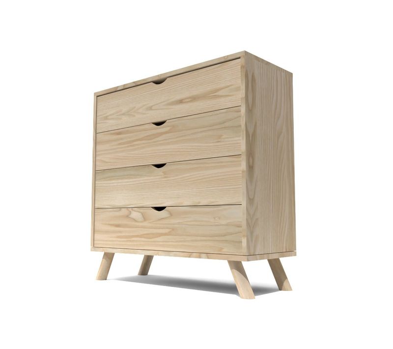 Commode Scandinave En Bois Massif Viking, Brut (sans Vernis)