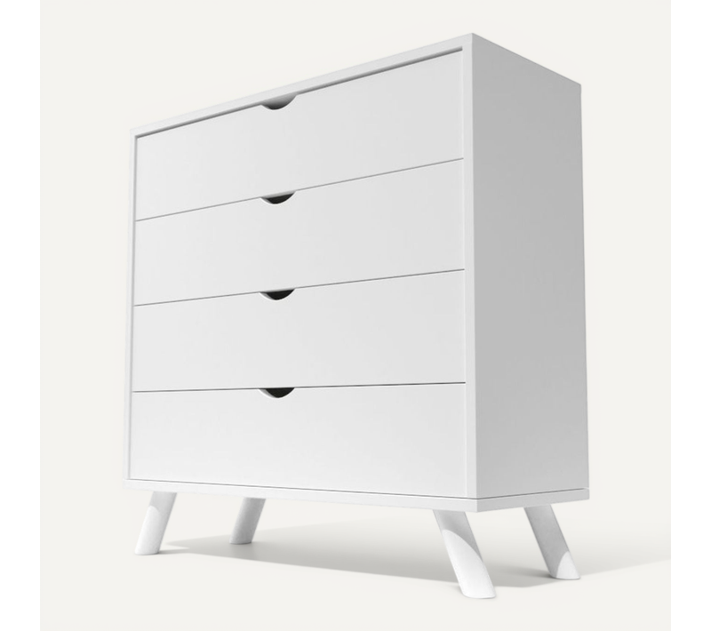 Commode Scandinave En Bois Massif Viking, Blanc