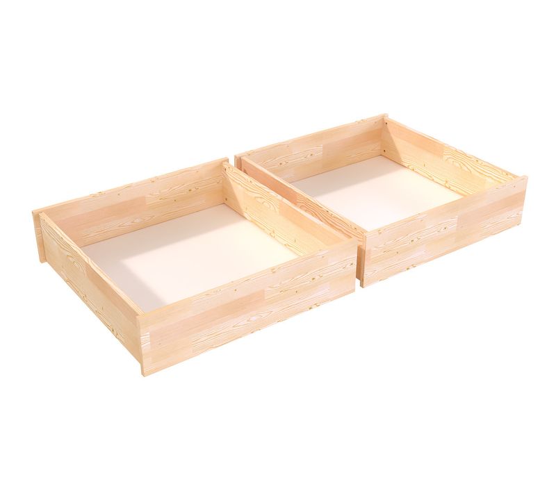 Lot De Tiroir Sous Lit En Pin Massif, Brut (sans Vernis)