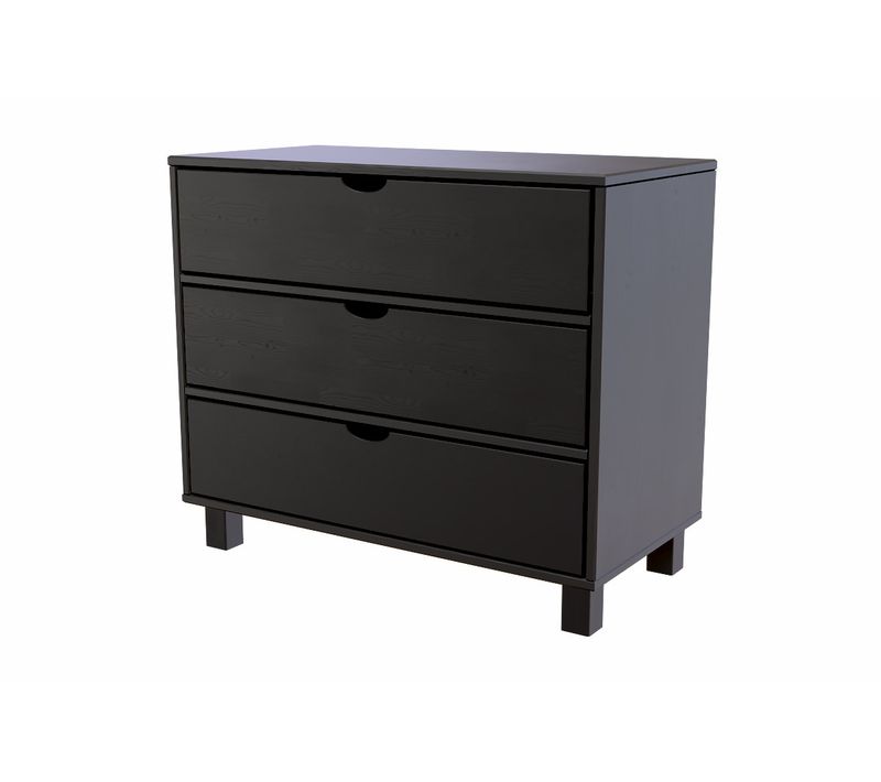 Commode Bois 3 Tiroirs Cube, Noir