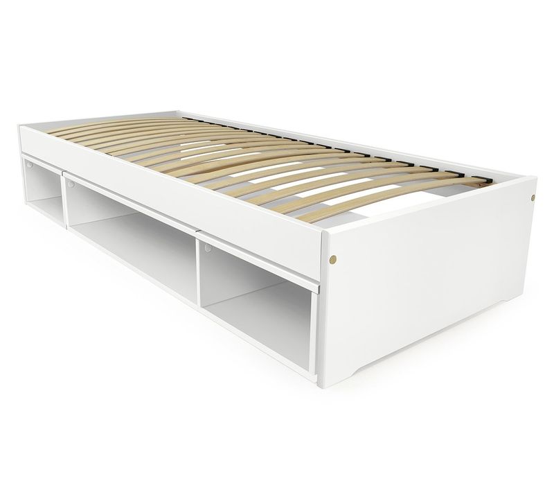 Lit Avec Rangement Maël 90x200, Blanc