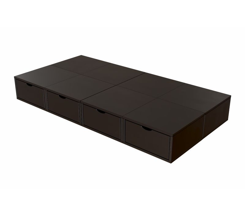 Lit 1 Place Avec Rangement 90x200 Cube, Noir