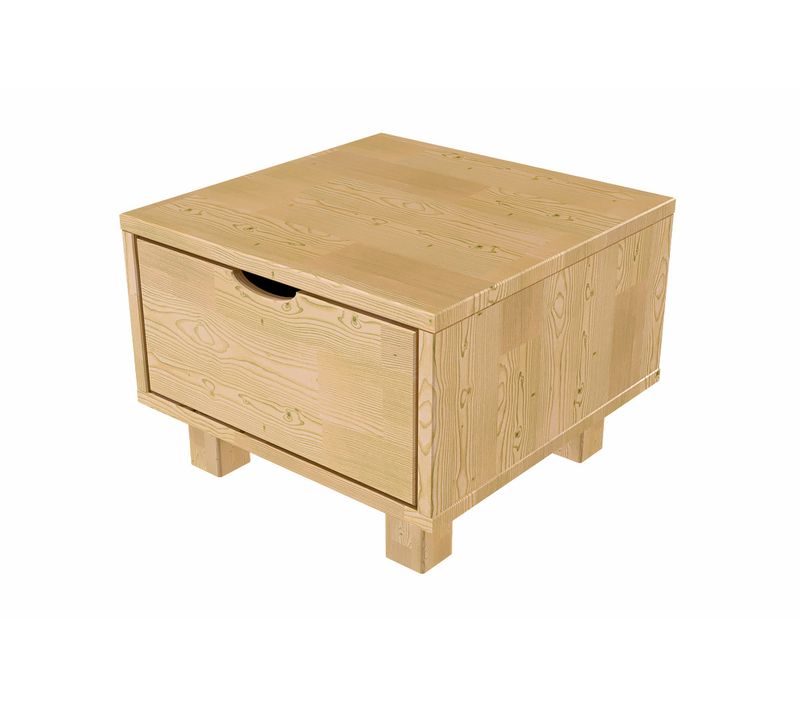Table De Chevet Bois Cube + Tiroir, Miel
