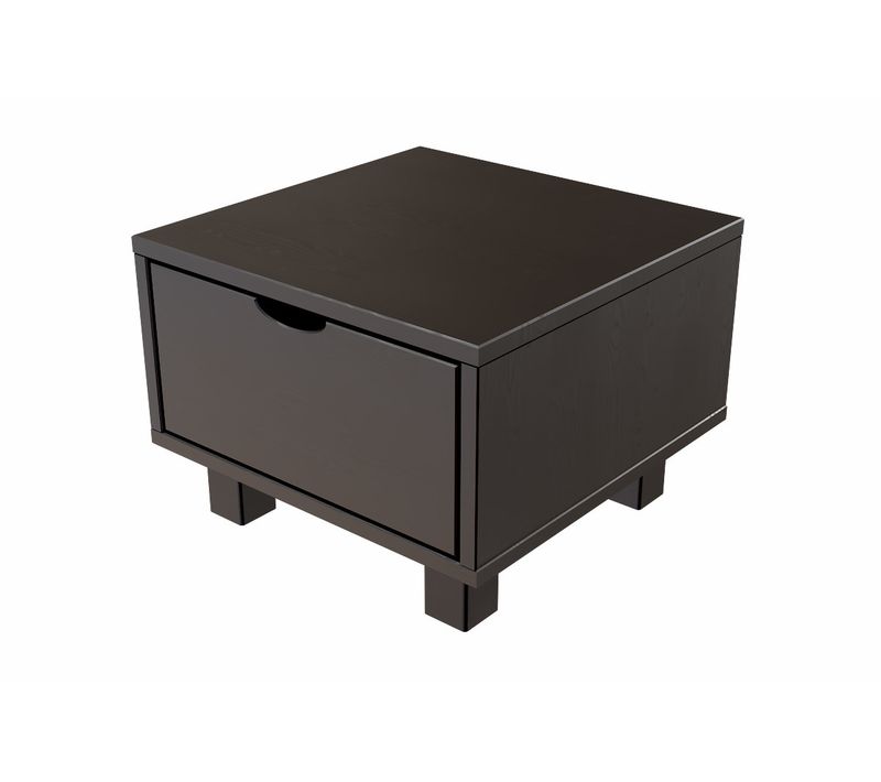 Table De Chevet Bois Cube + Tiroir, Noir
