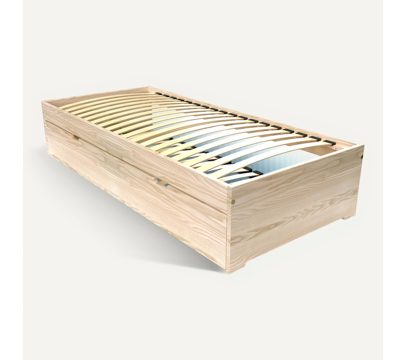 Lit Gigogne 80x190 Malo Pin Massif, Vernis Naturel