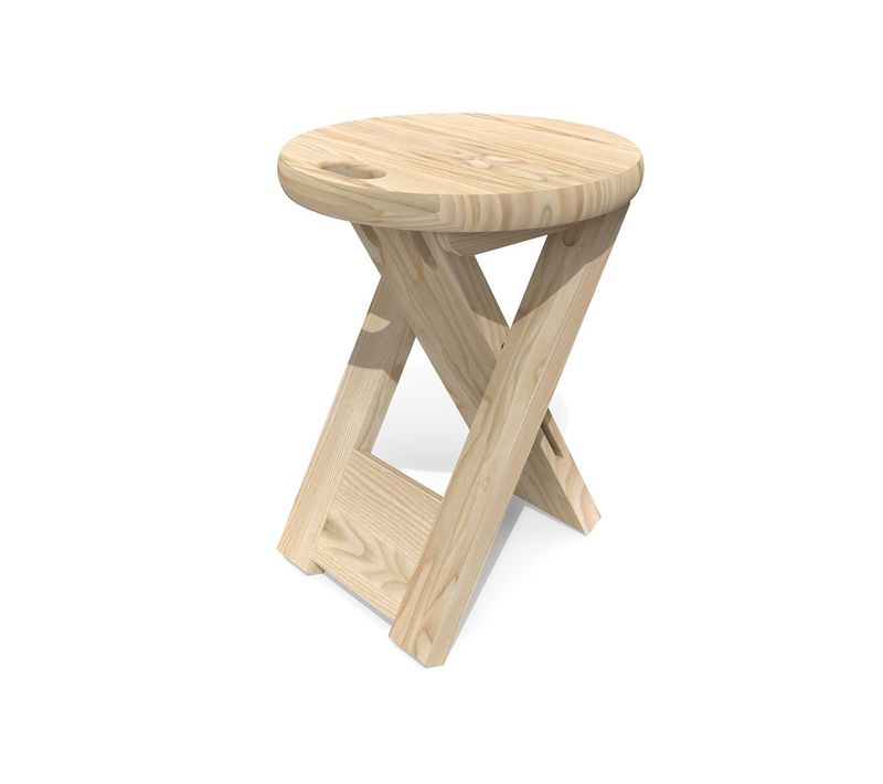 Tabouret Pliable En Bois Vintage, Brut (sans Vernis)