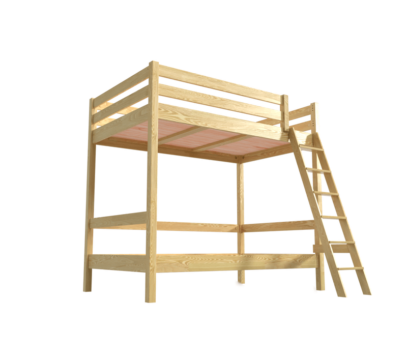 Lit Superposé Adulte 120x200 Double 2 Places Échelle Bois Sylvia, Miel
