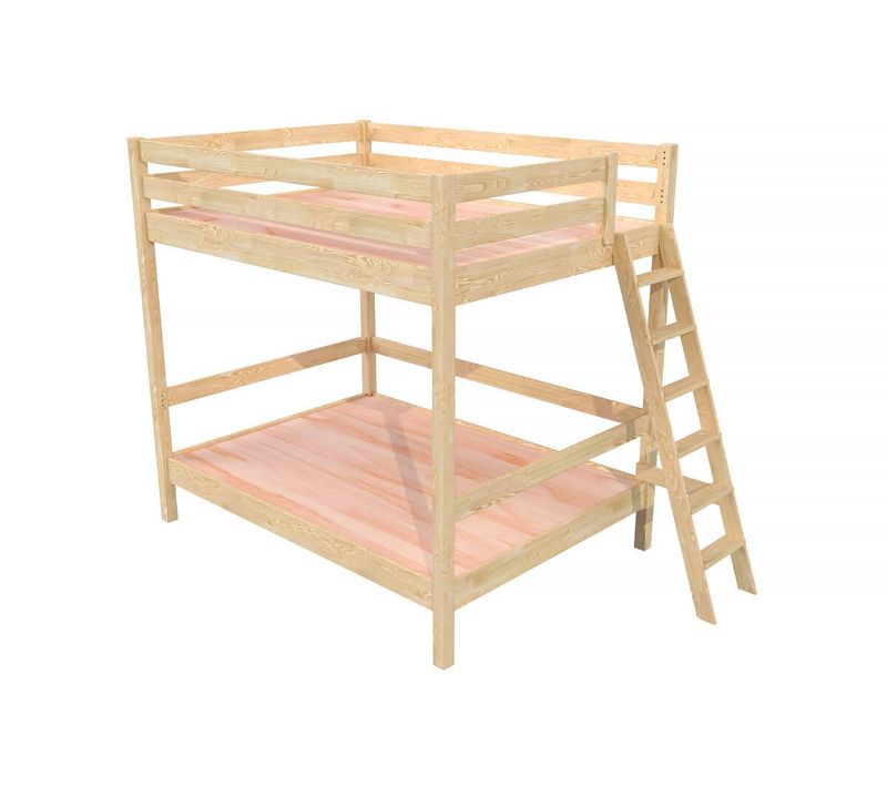 Lit Double Superposé Sylvia 160x200 Avec Échelle, Vernis Naturel