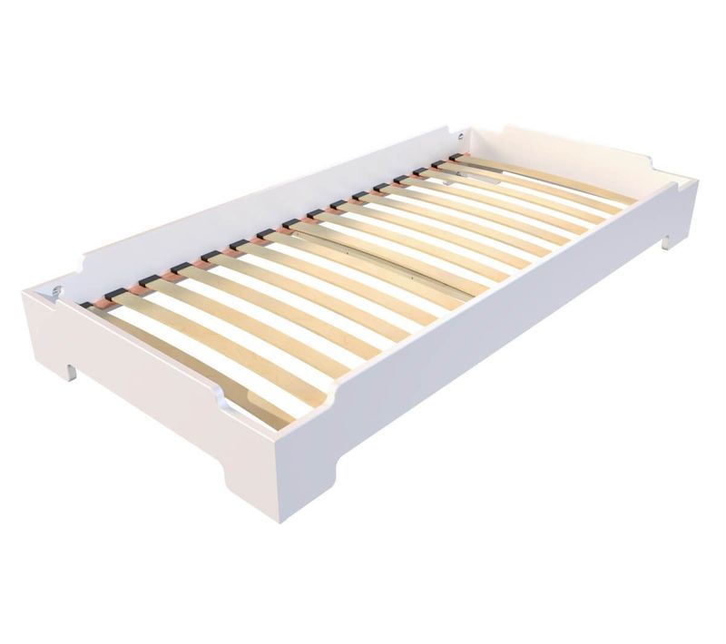 Lit Empilable 80x190 - 1 Place En Bois Massif, Blanc