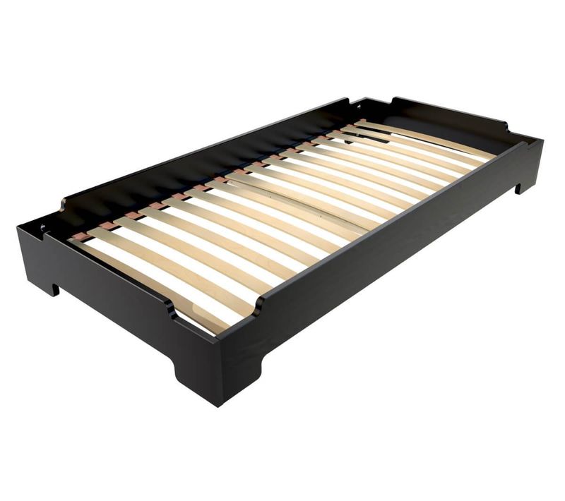 Lit Empilable 80x190 - 1 Place En Bois Massif, Noir