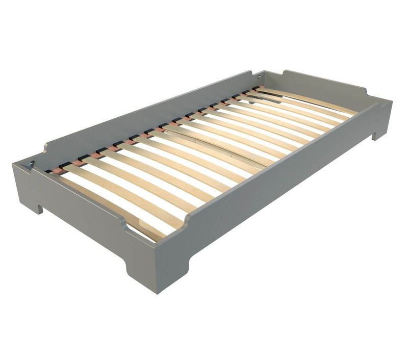 Lit Empilable 90x190 - 1 Place En Bois Massif, Gris