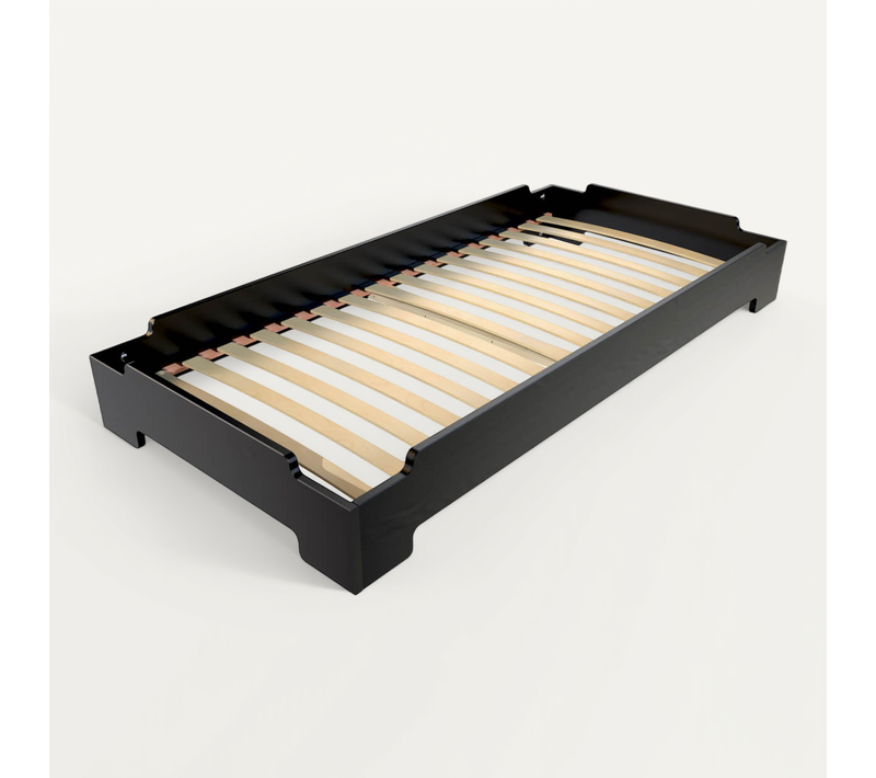 Lit Empilable 90x200 - 1 Place En Bois Massif, Noir