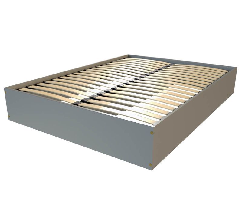 Lit Coffre 2 Places Bois Massif Robuste - 140x200, Gris