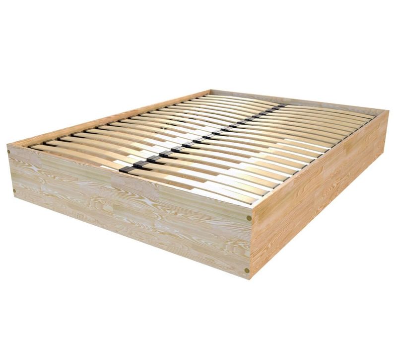 Lit Coffre 2 Places Bois Massif Robuste - 160x200, Vernis Naturel