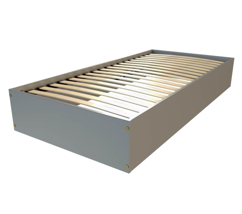 Lit Coffre 90x200 - 1 Place Bois Massif, Gris