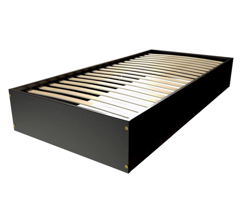 Lit Coffre 90x200 - 1 Place Bois Massif, Noir