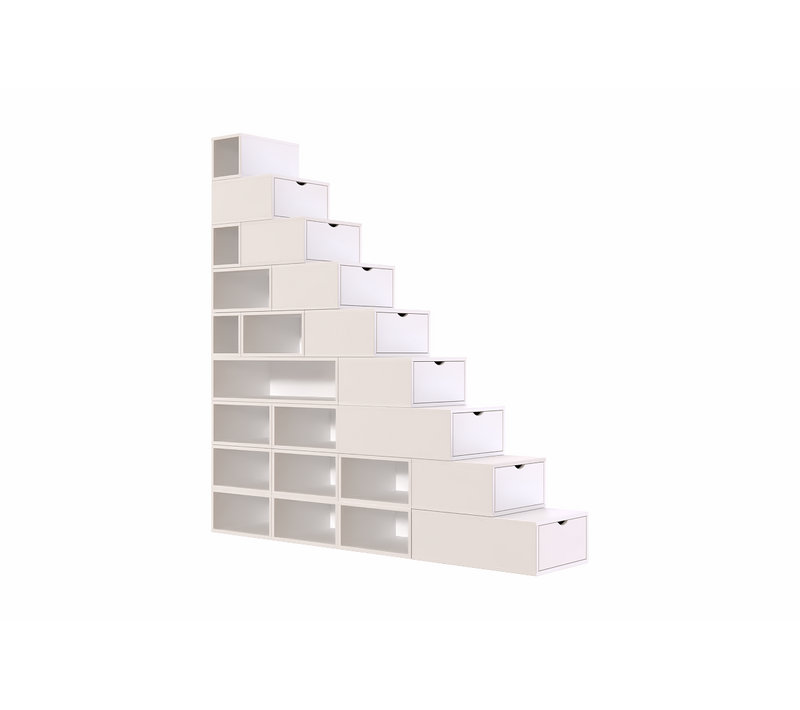 Escalier Cube De Rangement Hauteur 225 Cm, Blanc