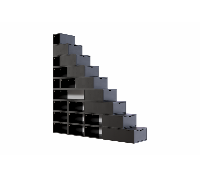 Escalier Cube De Rangement Hauteur 225 Cm, Noir