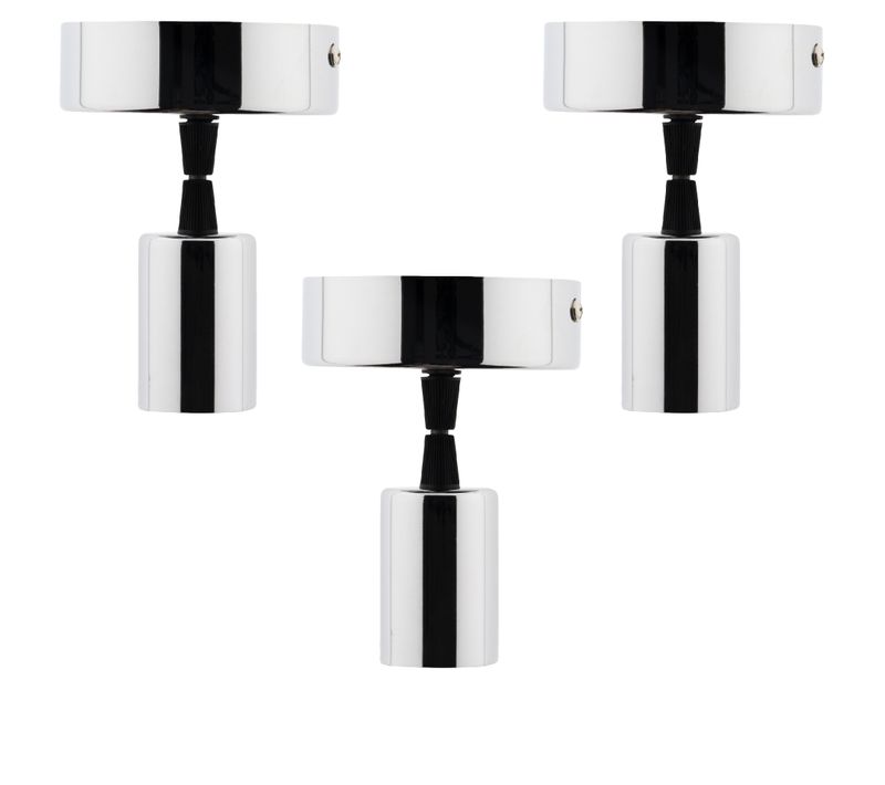 Lot De 3 Kits De Suspension Luminaire Métal Avec Cordons Textiles Chrome