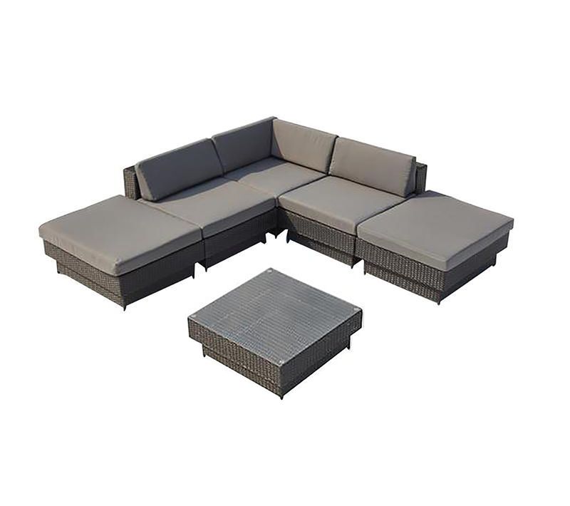 Amorgos Gris : Salon De Jardin D'angle En Résine Tressée Noire Poly Rottin