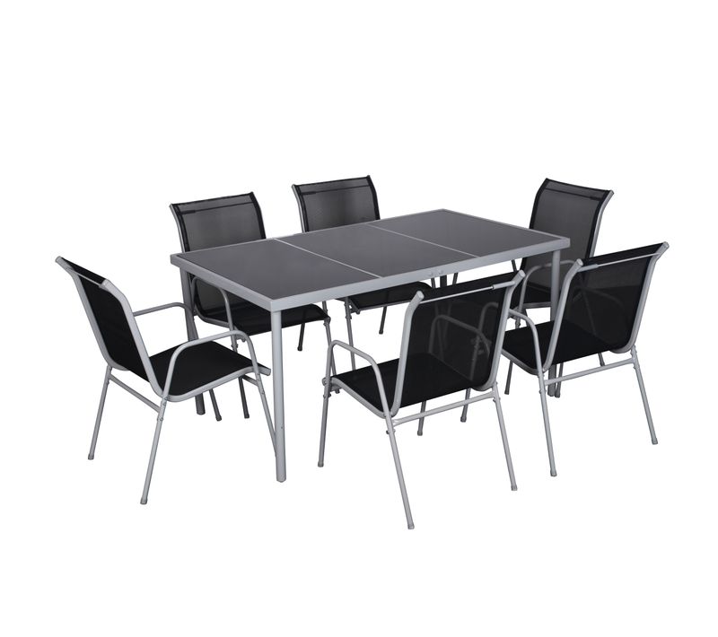 Lusiana - Ensemble Complet De Jardin 6 Places Gris